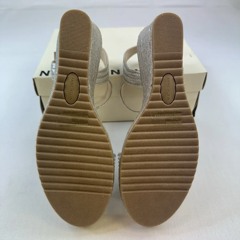 Anne Klein Shoes Women's Wella Wylie Rhinestone Sandal Platinum Size 10